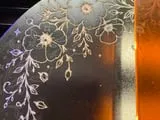 [Laser cut and engrave] Round hand mirror with floral vine etching