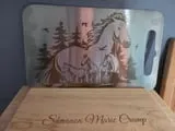 [Laser cut and engrave] Metal Plate Featuring Horse and Forest Silhouette Art