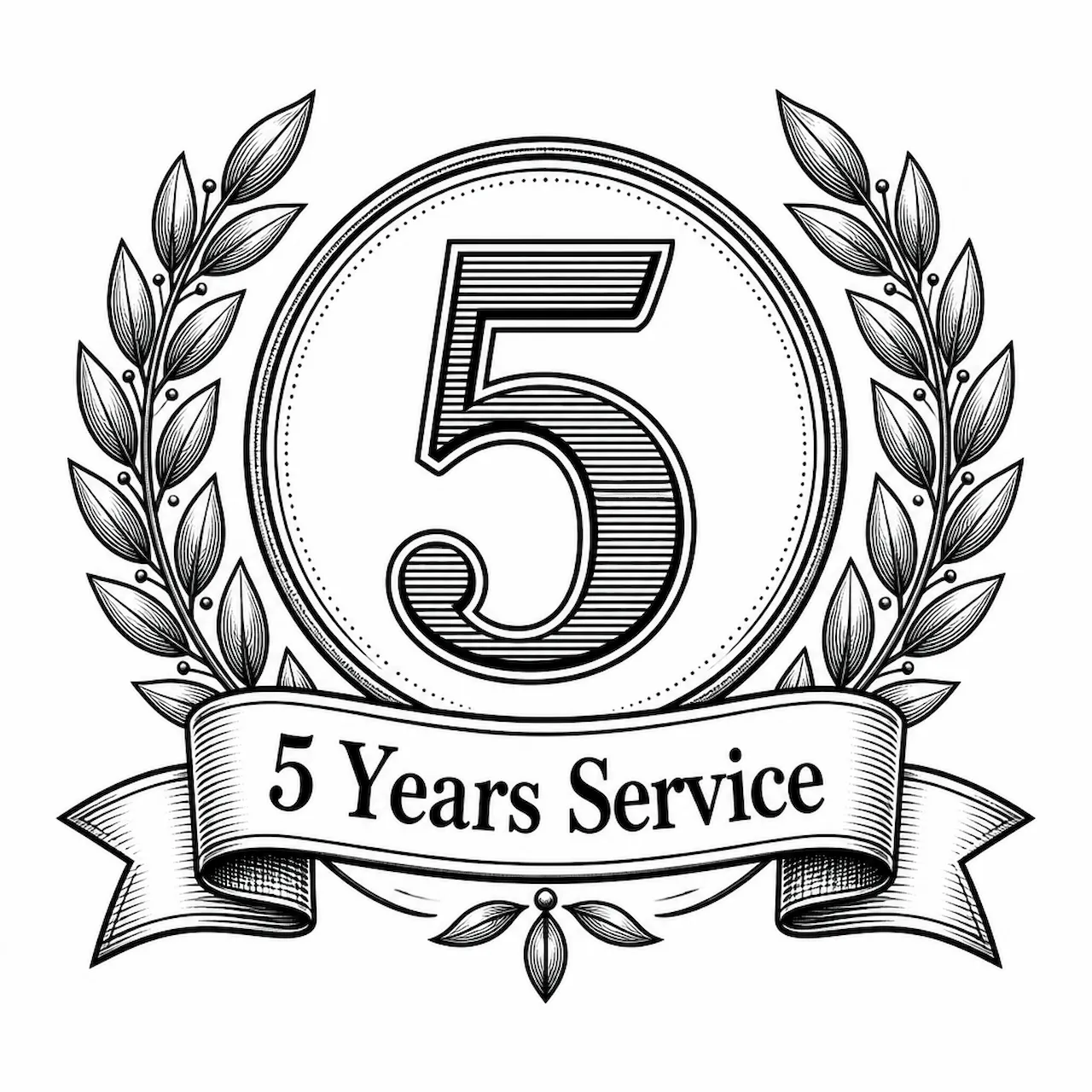 Laser cut and engrave Five Years Service Emblem