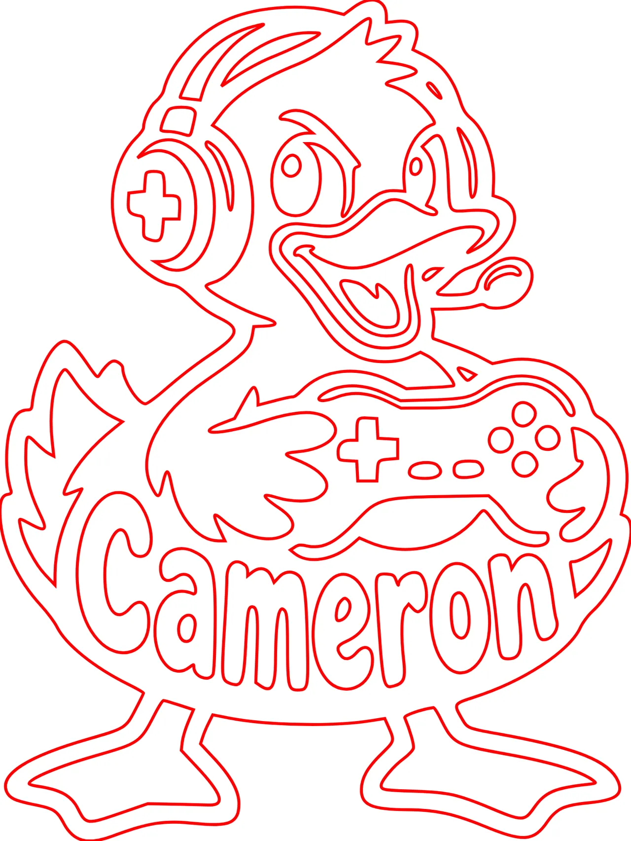 Laser cut and engrave Gamer Duck Door Sign