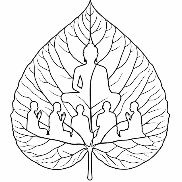 Meditierende Figuren im Blatt