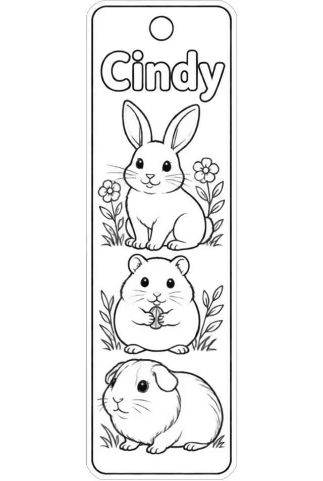 marque page cindy lapin hamster cochon dinde
