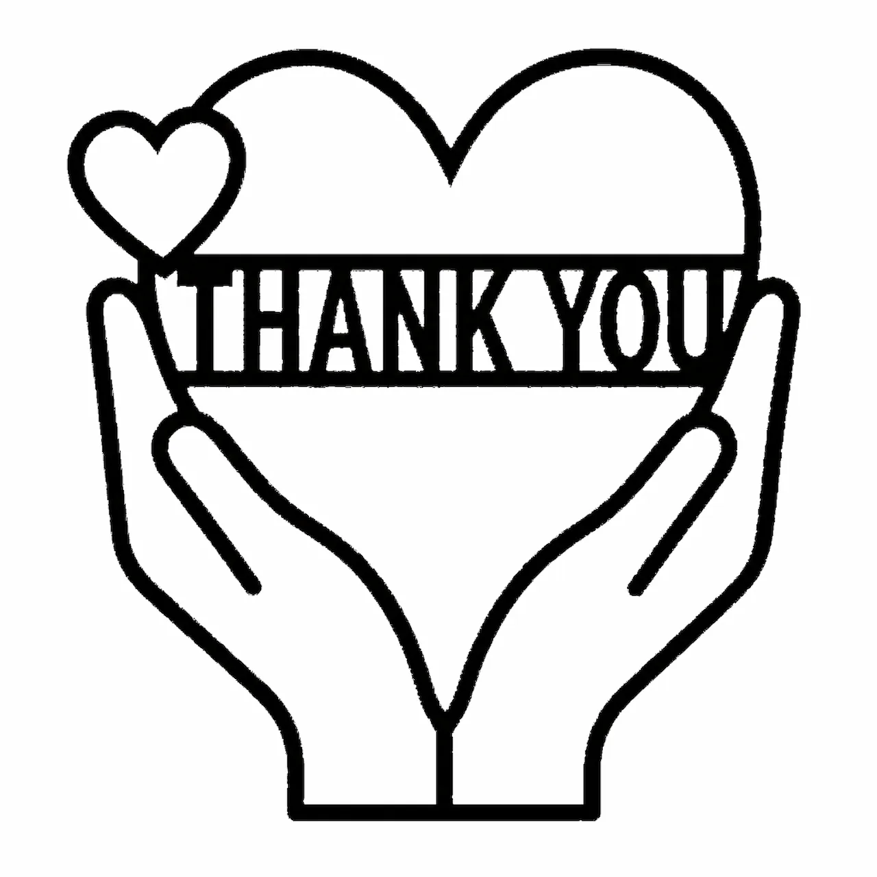 Laser cut and engrave Thank You Heart