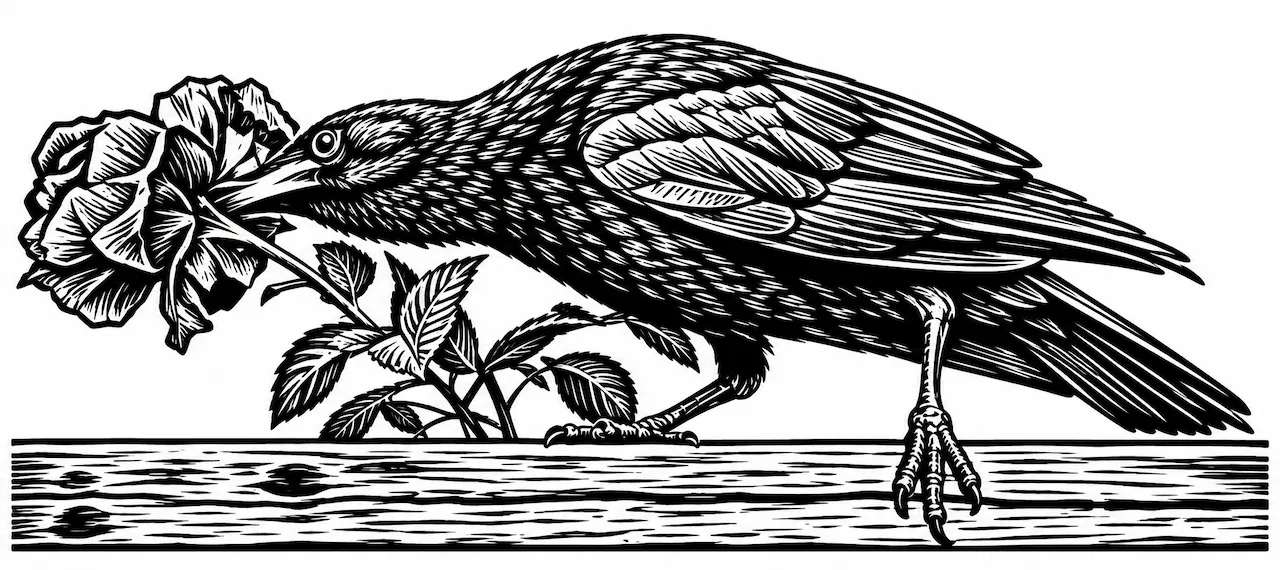 Laser cut and engrave Crow with Flower