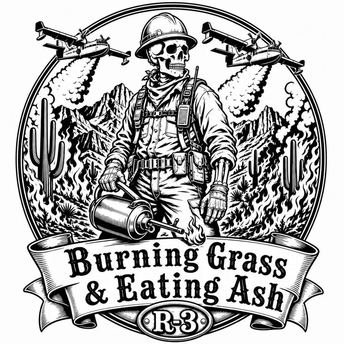 Laser cut and engrave Burning Grass Emblem