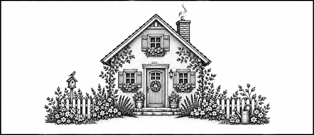 Gartenhaus mit Blumen