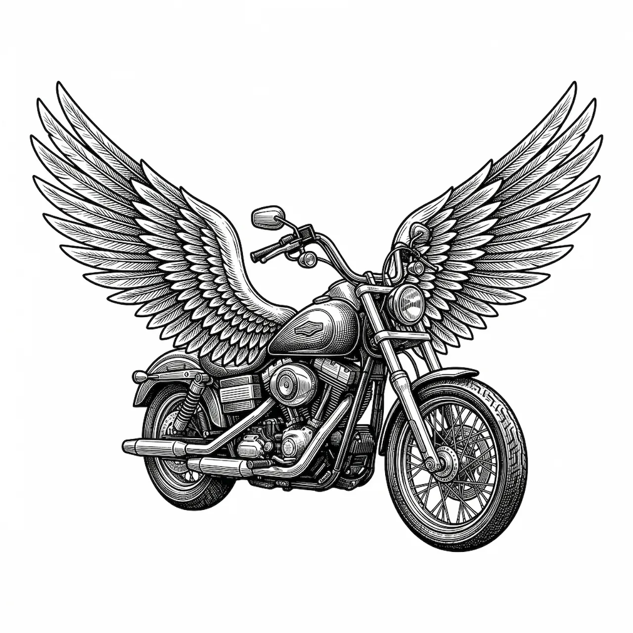Laser cut and engrave Winged Motorcycle