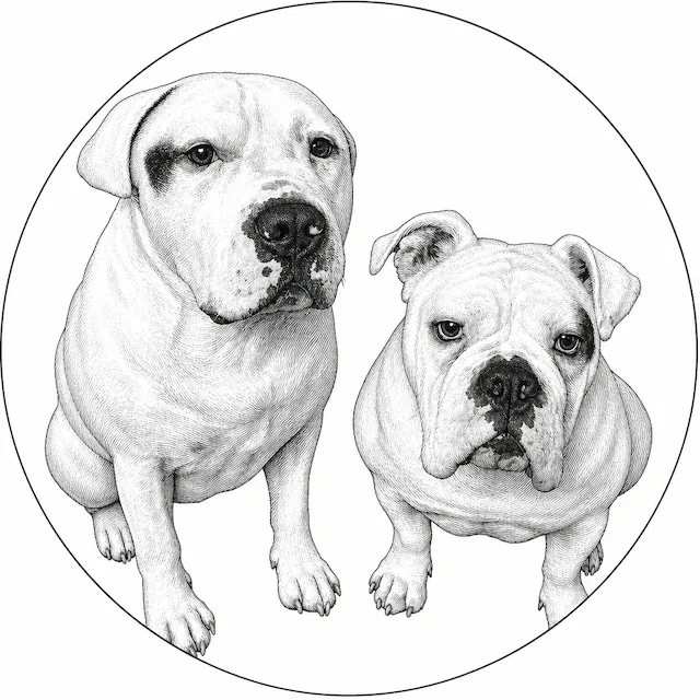 Zwei Hunde im Kreis