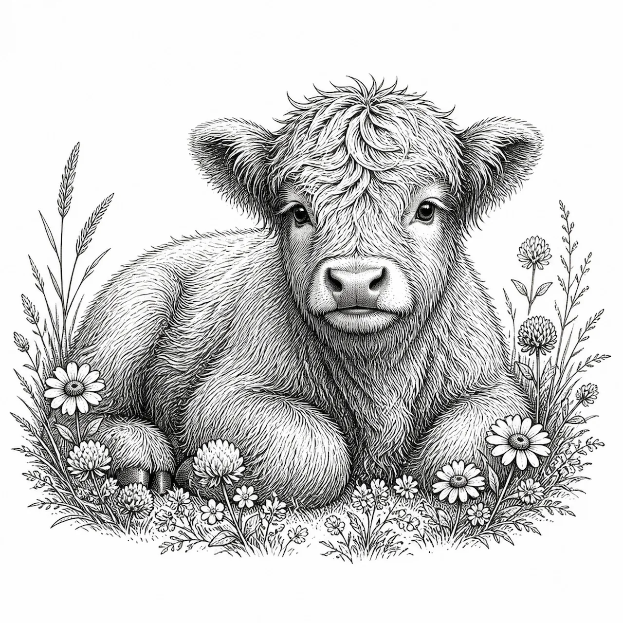 Laser cut and engrave Highland Calf Meadow