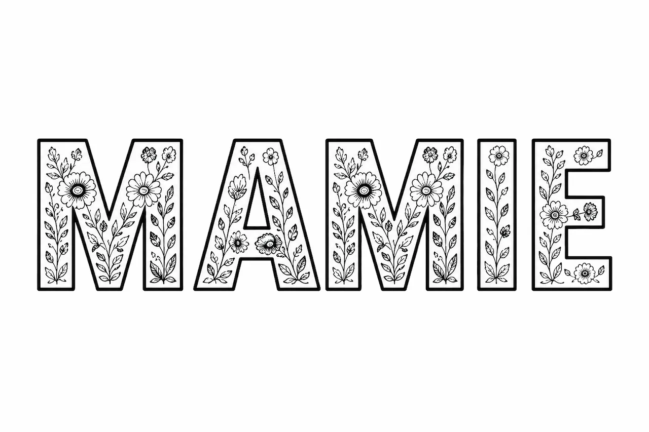 Laser cut and engrave MAMIE Floral Lettering