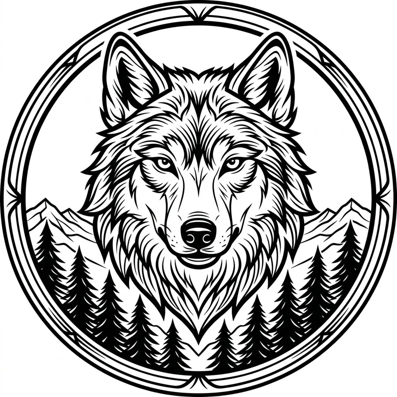 Laser cut and engrave Wolf Badge Portrait