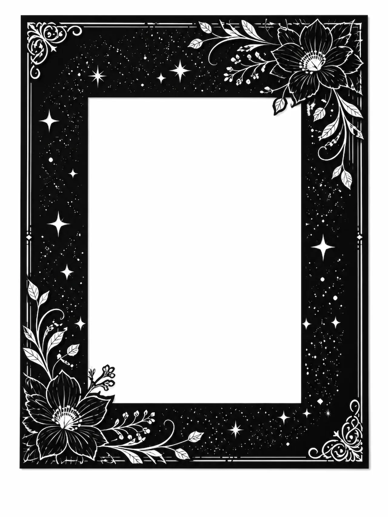 Laser cut and engrave Cadre floral étoilé