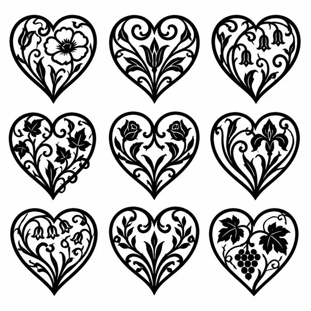 Art Nouveau Heart Vines