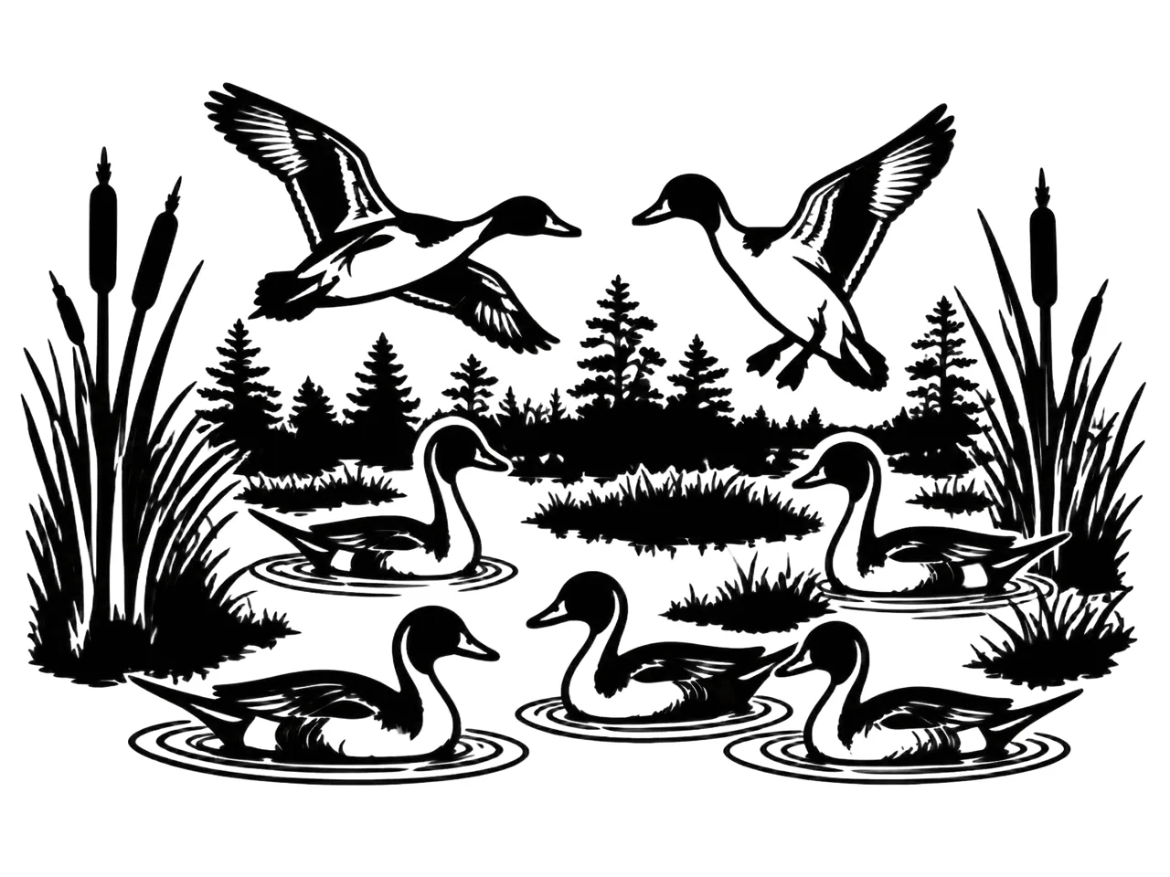 Laser cut and engrave Ducks in Wetland