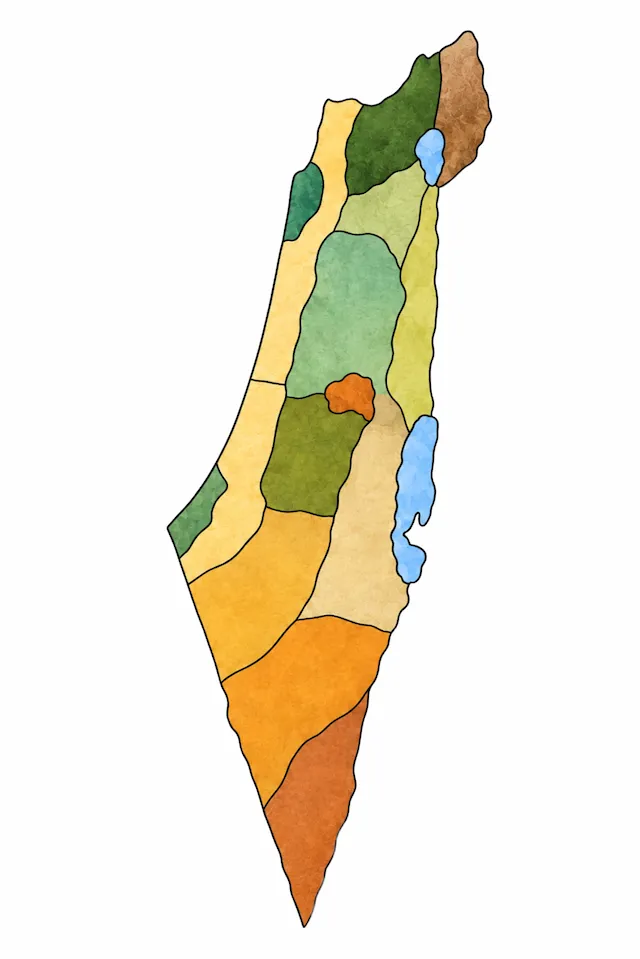 Colorful Palestine Map