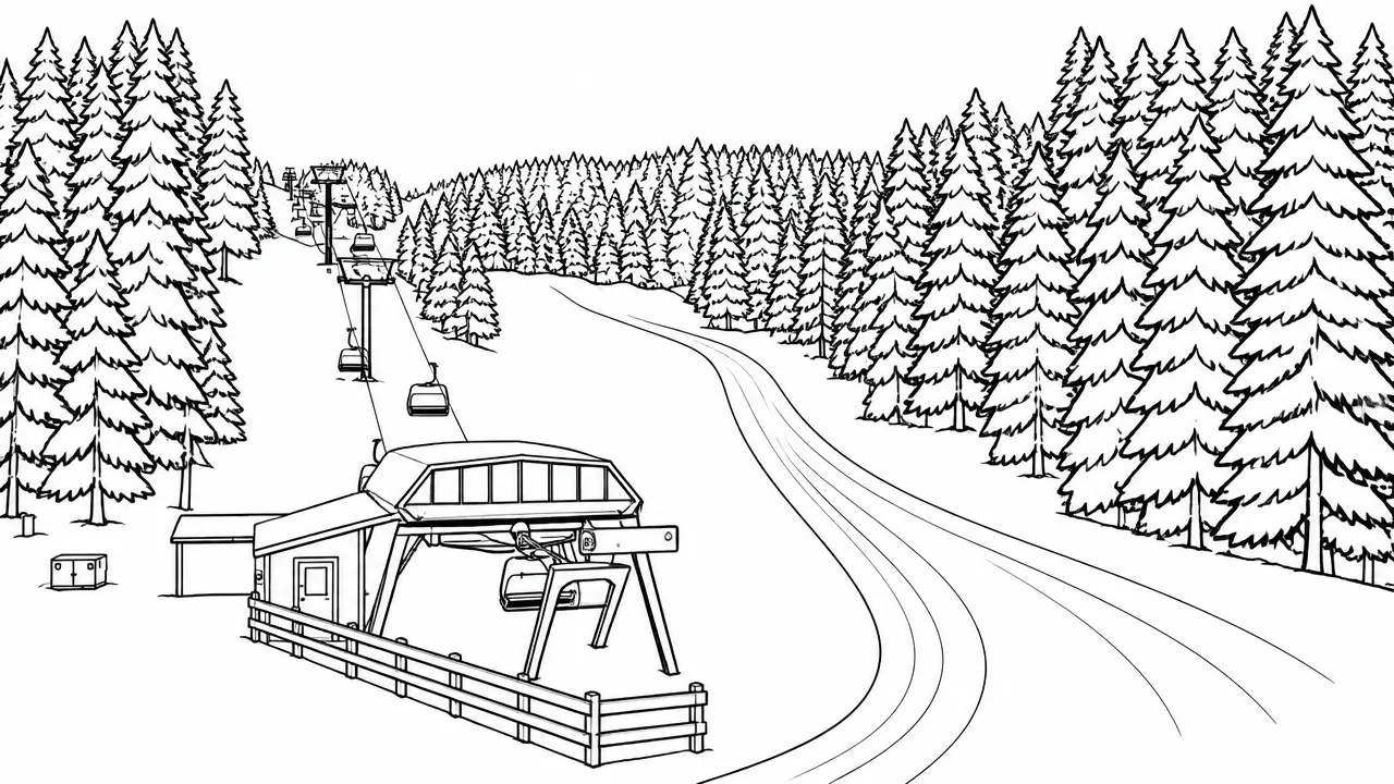 Laser cut and engrave Pine Forest Ski Lift