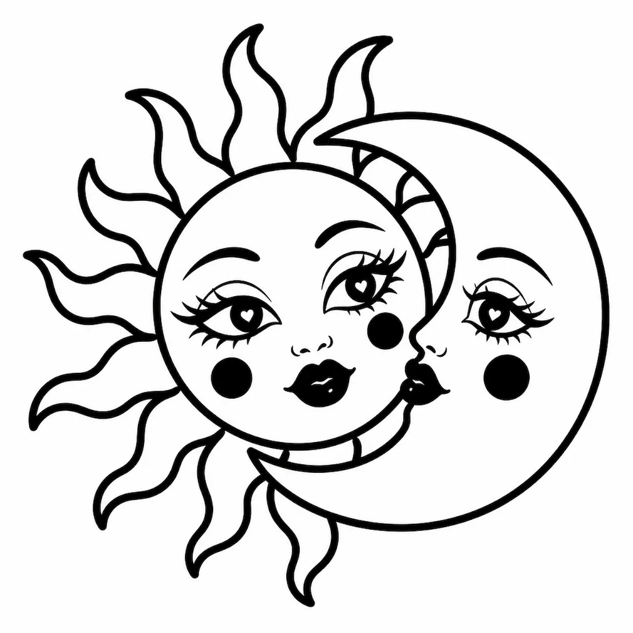 Laser cut and engrave Celestial Sun Moon