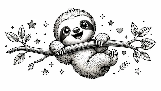 Cute Sloth on Branch