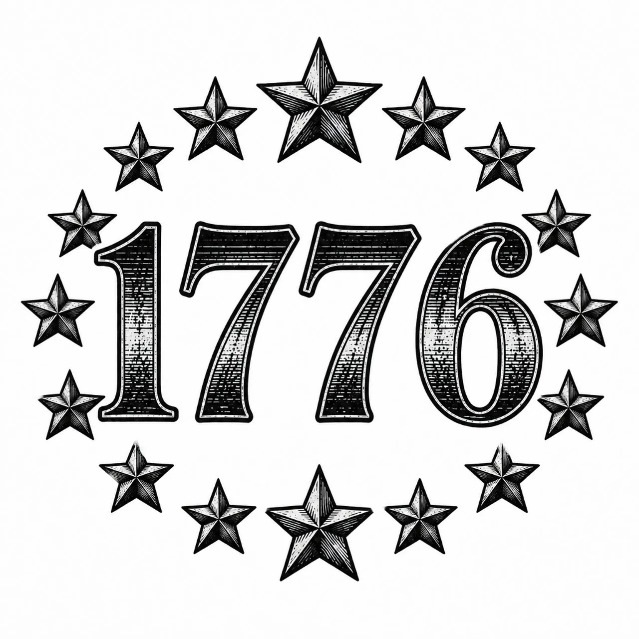 Laser cut and engrave 1776 Star Emblem