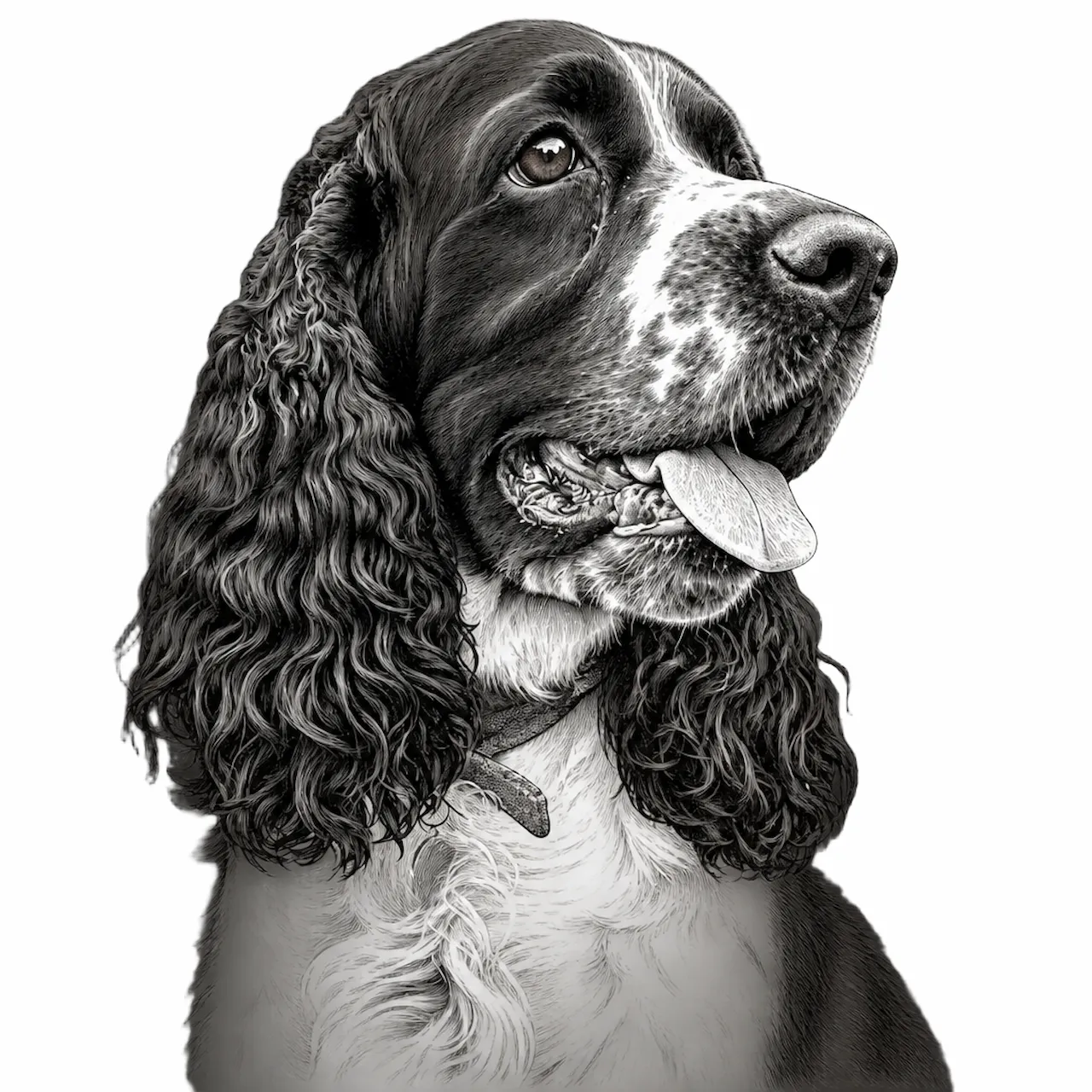 Laser cut and engrave Pen-Line Dog Portrait english springer spaniel