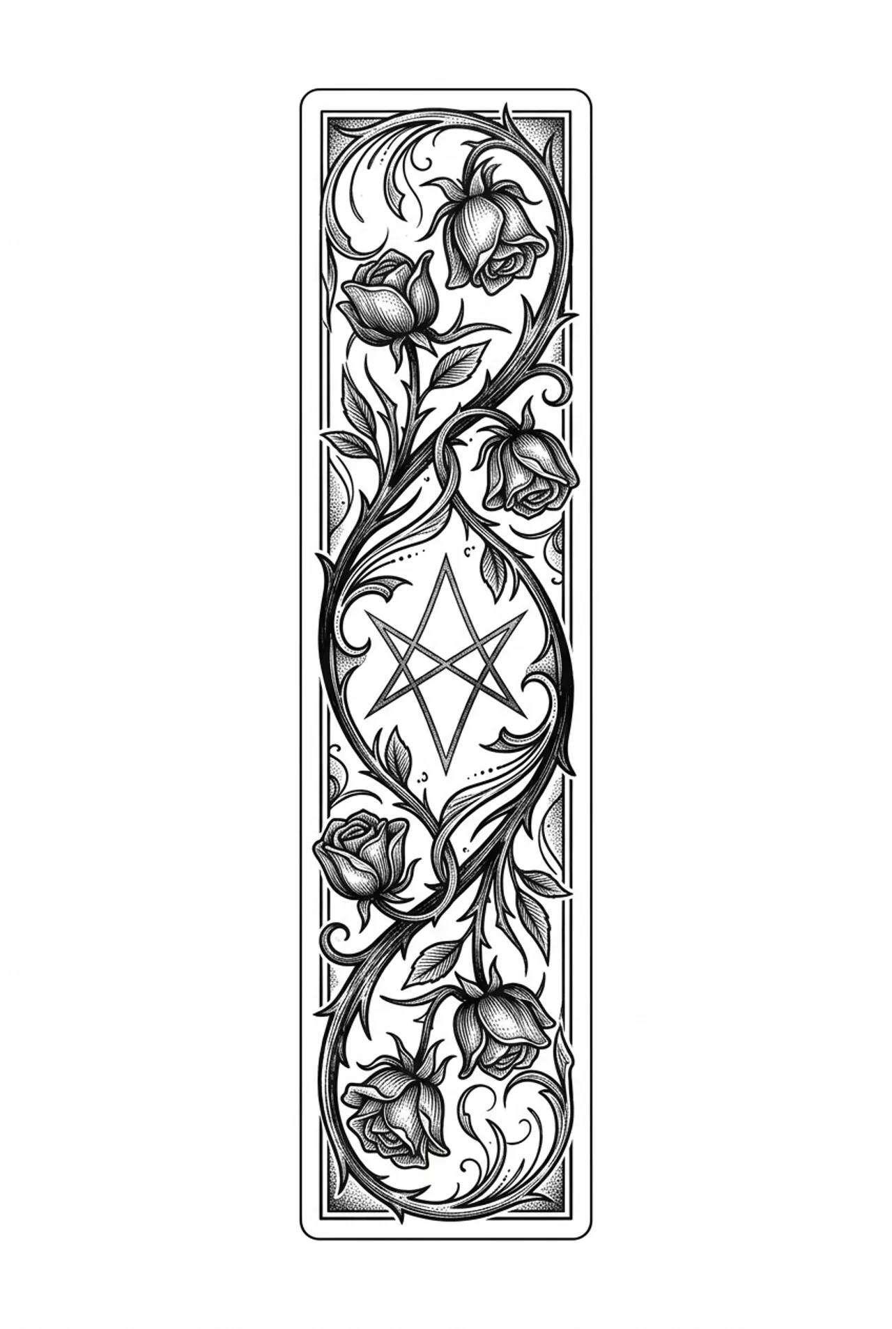 Laser cut and engrave Dark Botanical Bookmark