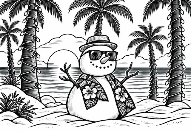 Tropical Snowman Scene