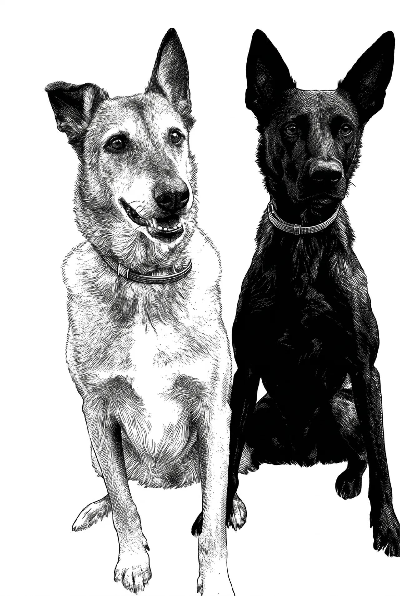 Laser cut and engrave Two Dogs Portrait