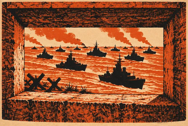 Kriegsschiffe im Meer