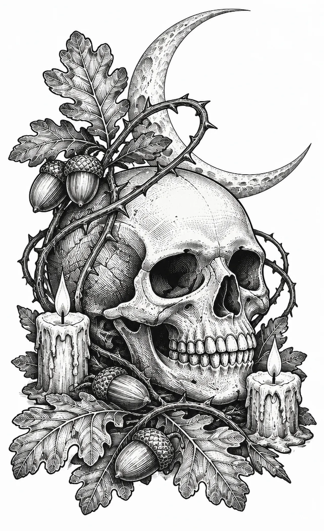 Laser cut and engrave Skull Moon Still Life