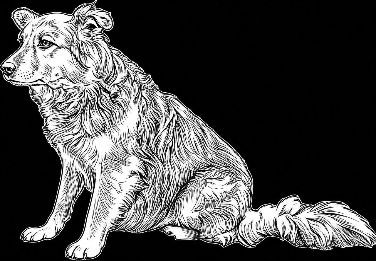 Laser cut and engrave Sitzender Hund
