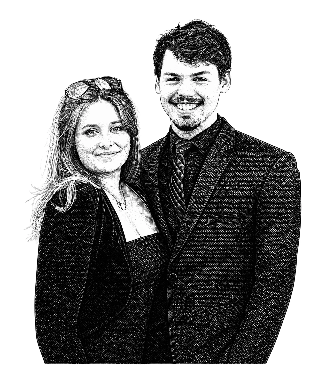 Laser cut and engrave Couple Portrait