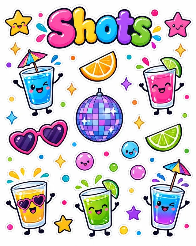 Cute Party Shots Stickers
