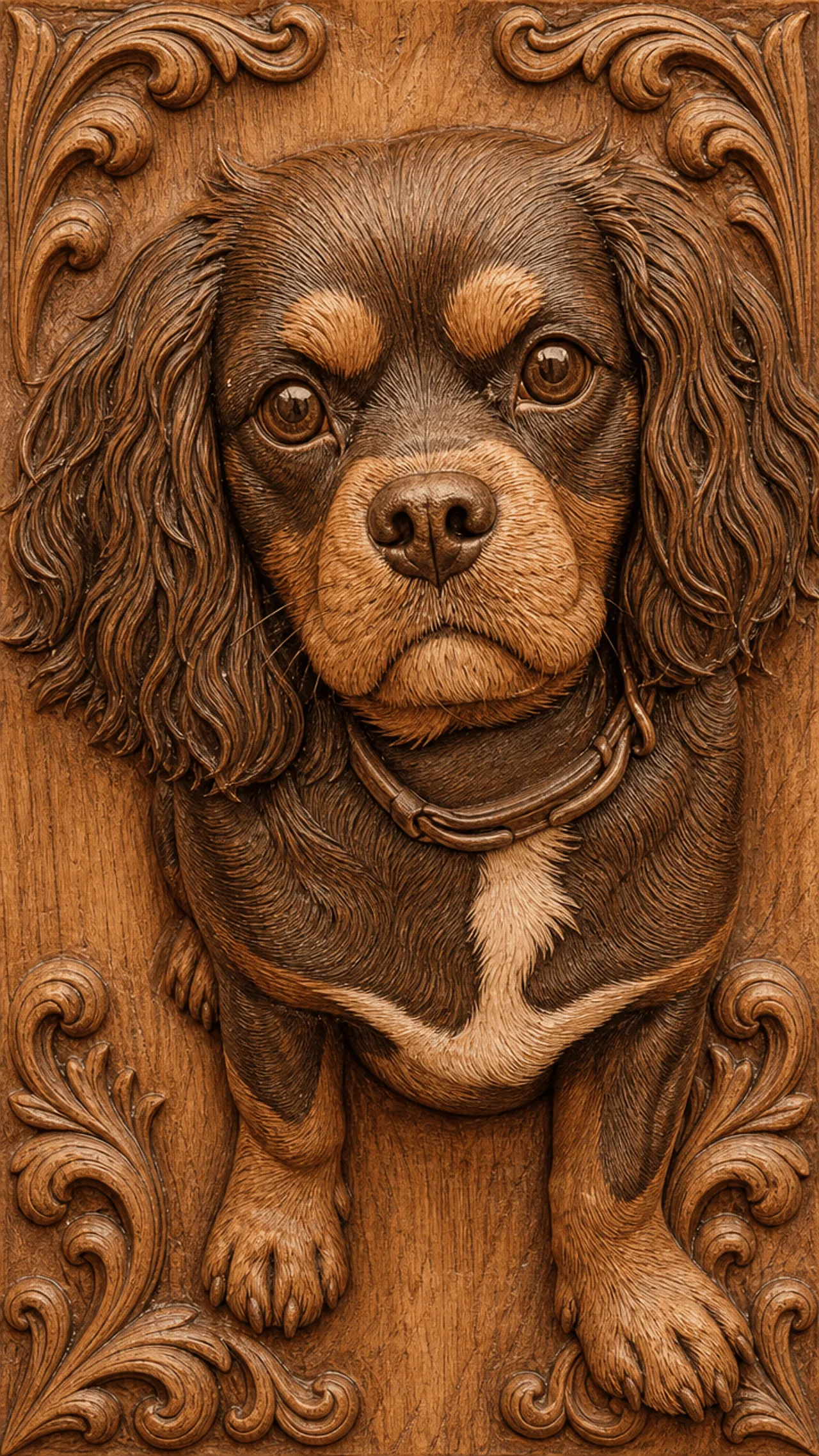Laser cut and engrave Carved Spaniel Portrait