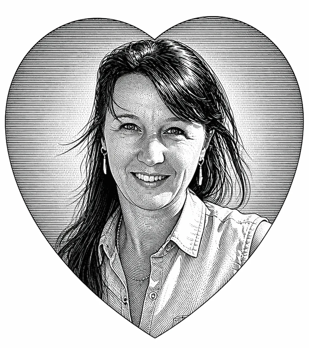 Laser cut and engrave Heart Portrait Keepsake