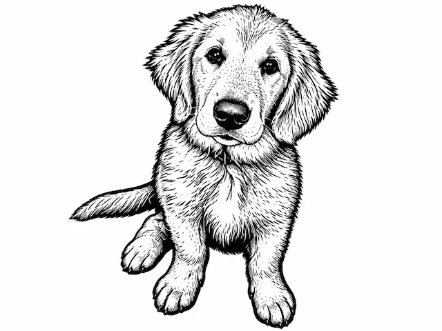 Woodcut Golden Retriever