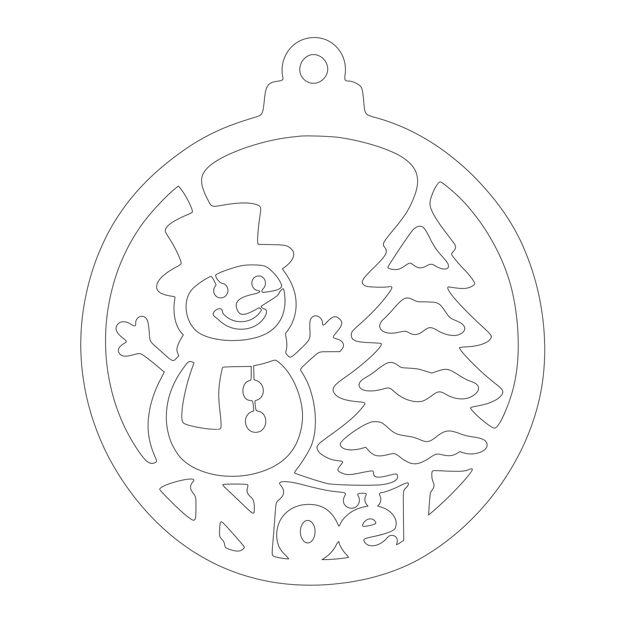 Laser cut and engrave Boule de Noël bonhomme de neige