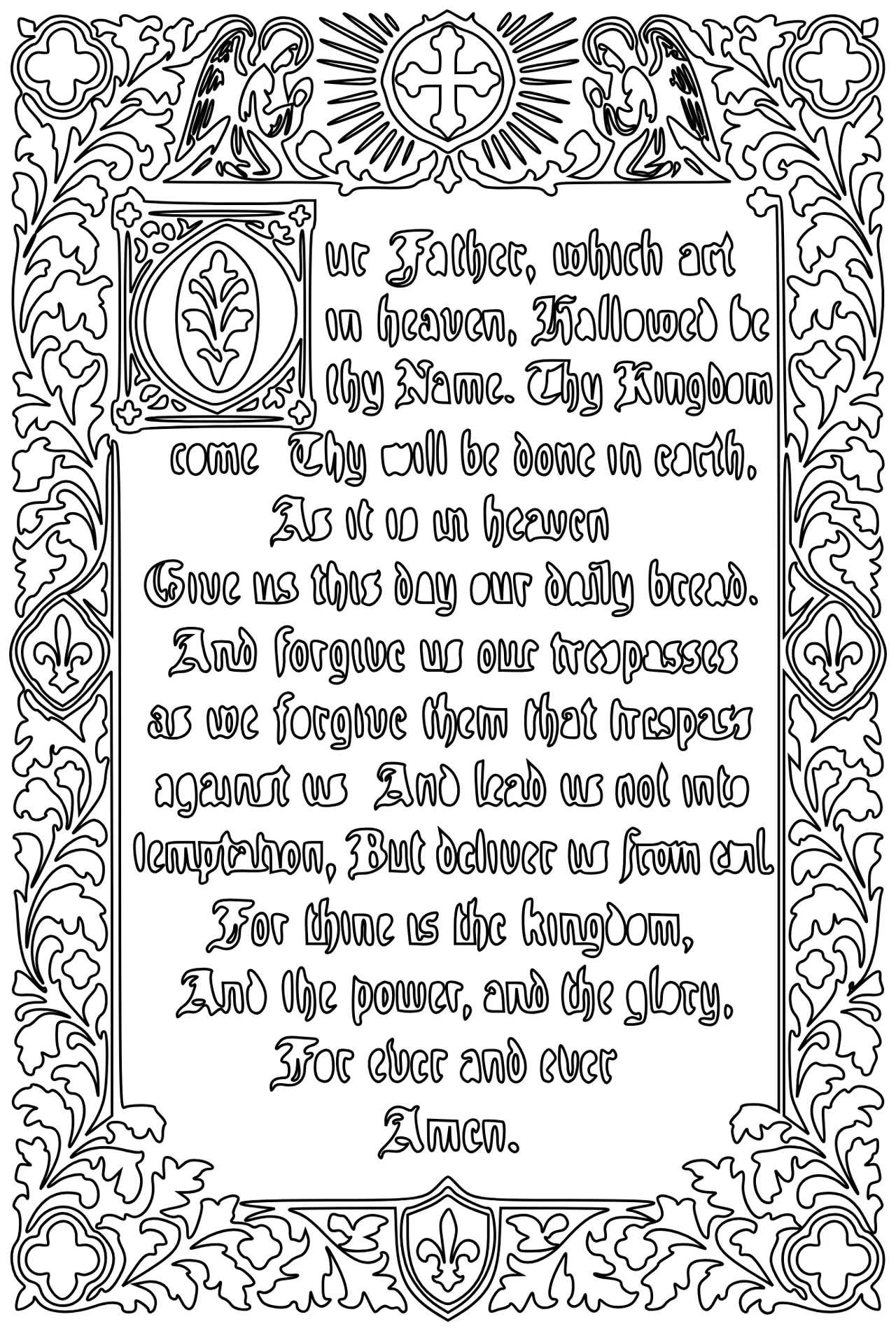 Laser cut and engrave Our Father Prayer