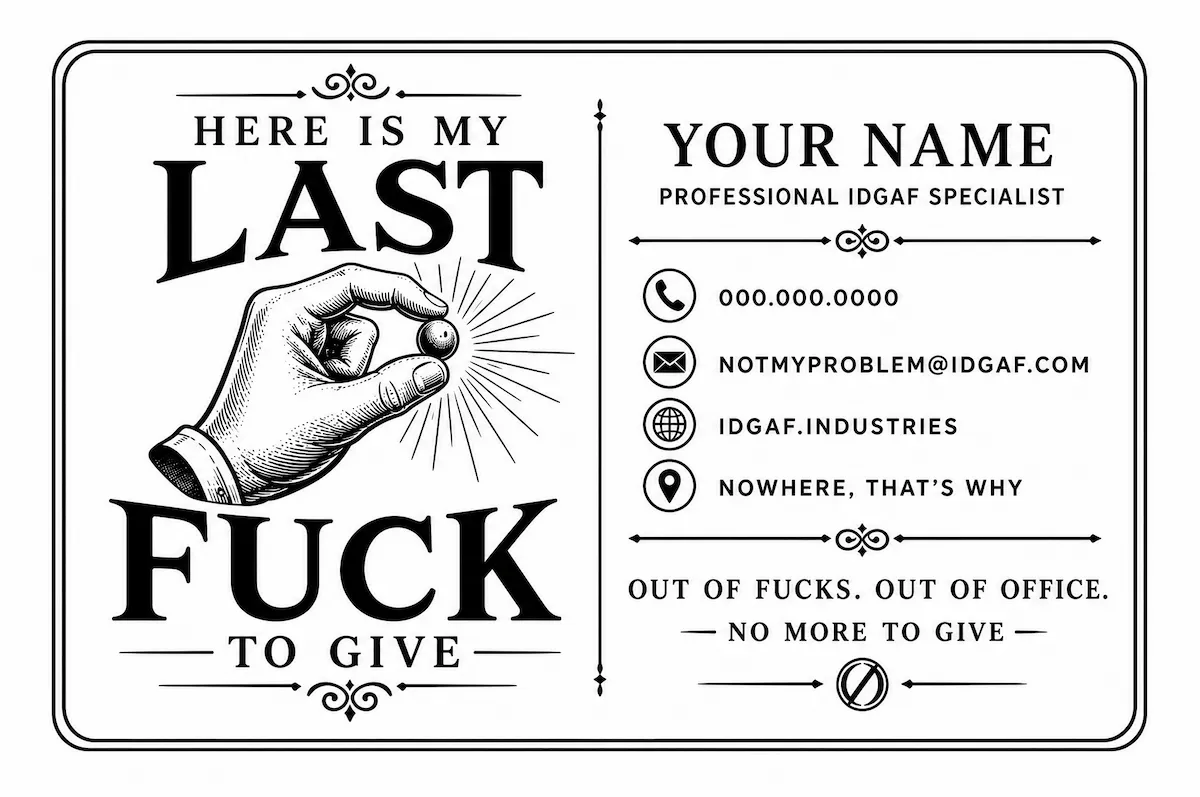 Laser cut and engrave Here Is My Last Fuck To Give