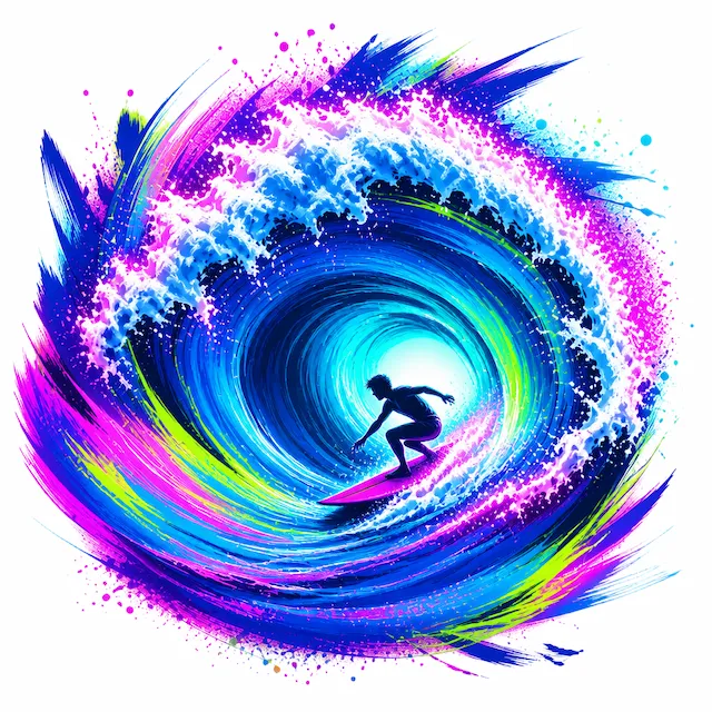 Neon Surfer Wave
