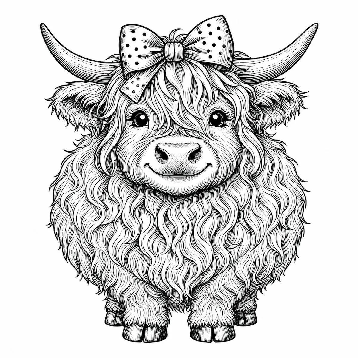 Laser cut and engrave Charming Highland Cow