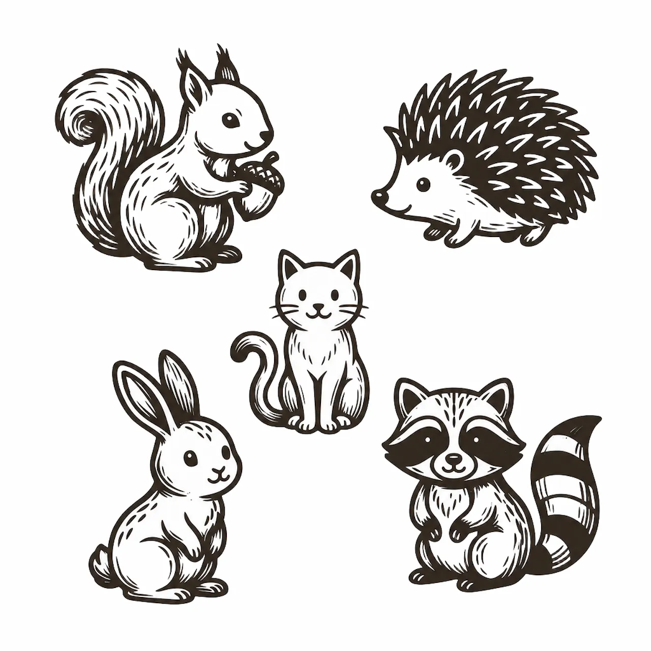 Laser cut and engrave Woodland Animal Set