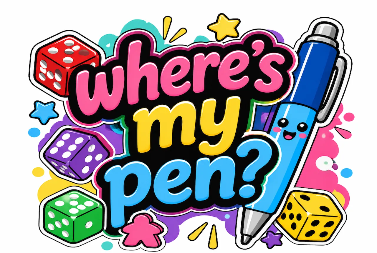 Laser cut and engrave Where's My Pen - Bunco theme