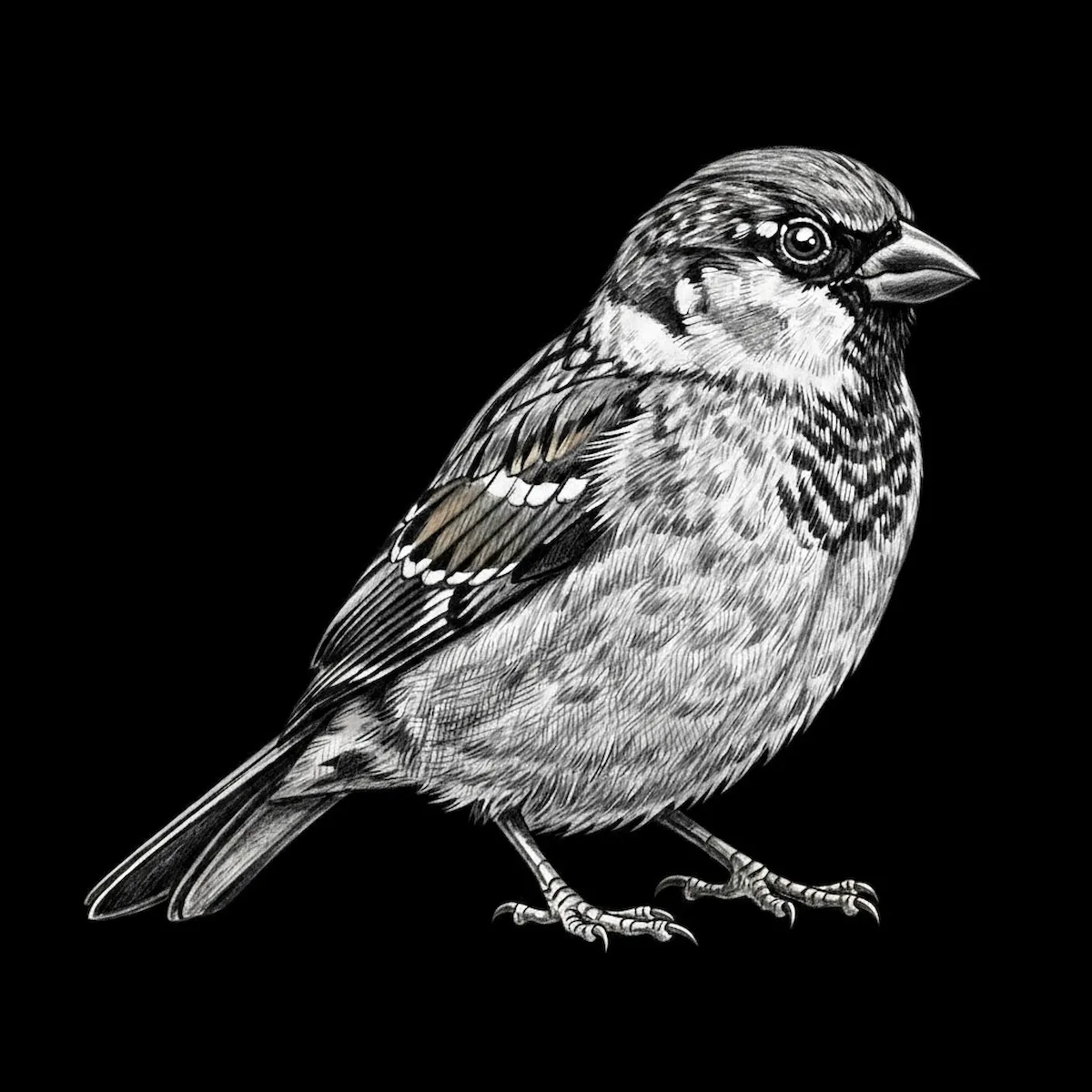 Laser cut and engrave Detailed Sparrow Illustration