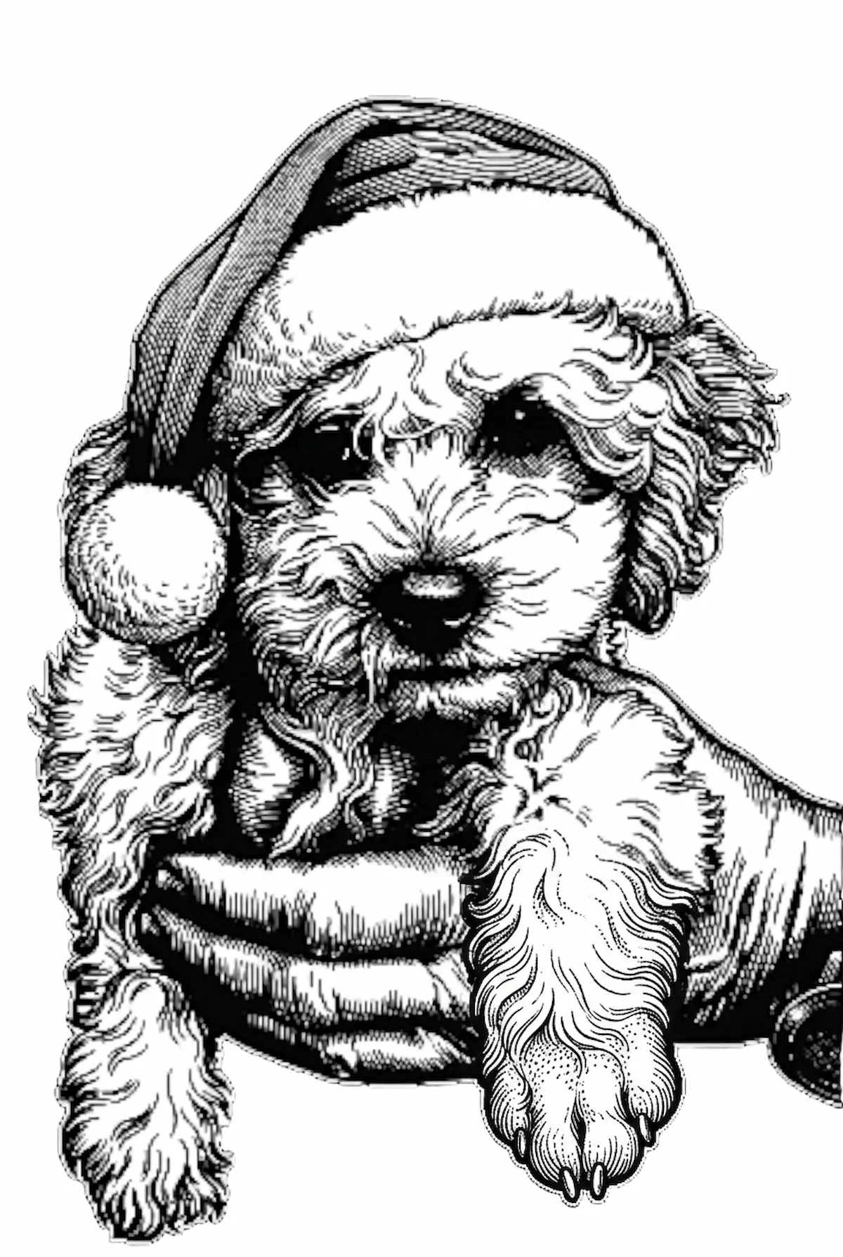 Laser cut and engrave Santa Dog with Paws