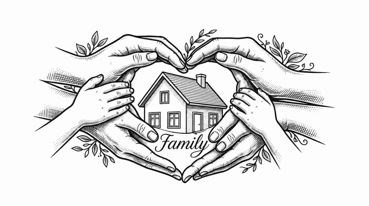 Laser cut and engrave Family Home Hands