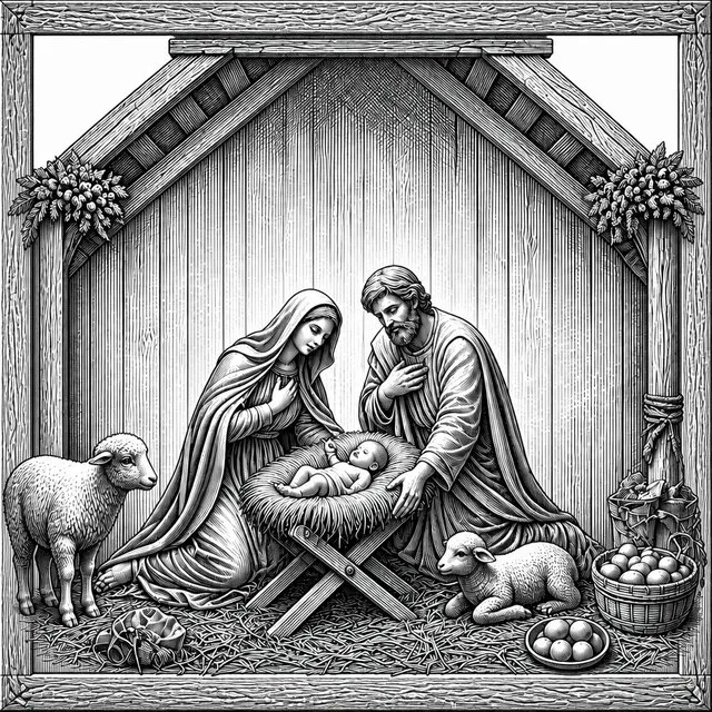 Nativity Wood Border