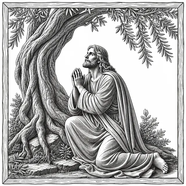 Praying Figure Under Tree