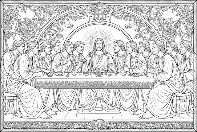 Last Supper Ornate Frame