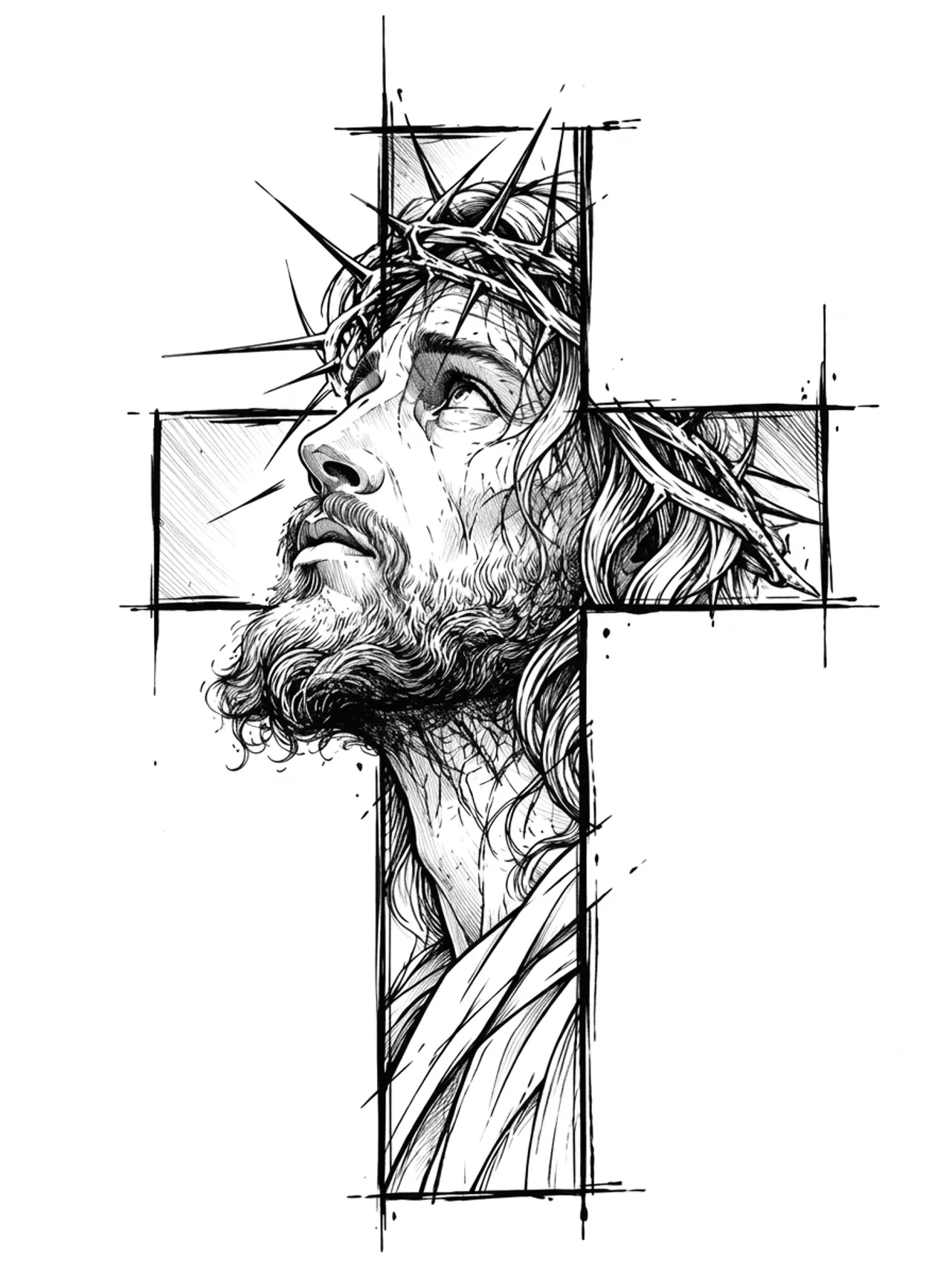 Laser cut and engrave Christ Portrait Cross