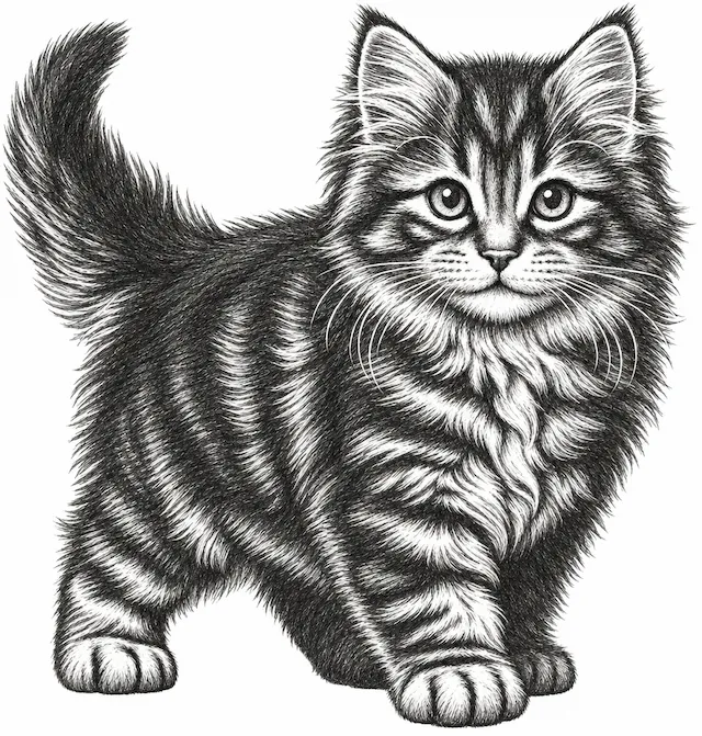 Longhaired Kitten Sketch